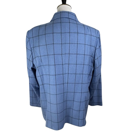 TALBOTS WOMAN Blue Plaid Cashmere Wool BLAZER Jacket 18W Work Office Academia - Picture 9 of 14